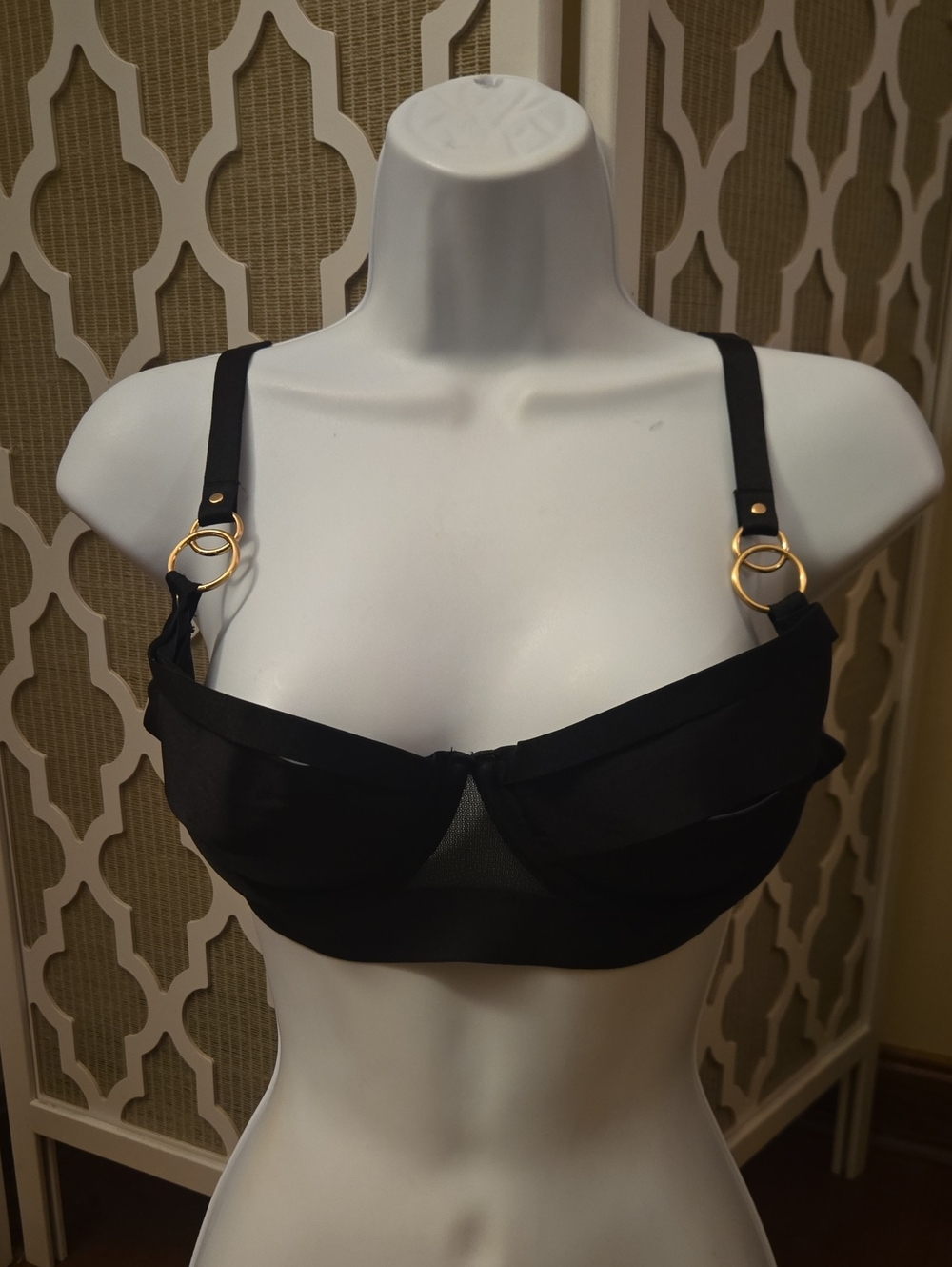 Honey Birdette Arliah Black Bra with Gold Ring Hardware